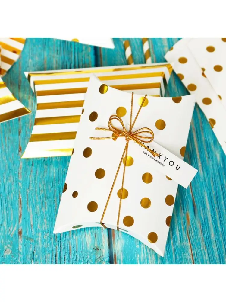 

5pcs/set Pillow Shape Candy Box with Thank You Tags Packaging Gift Bags Wedding X4YE