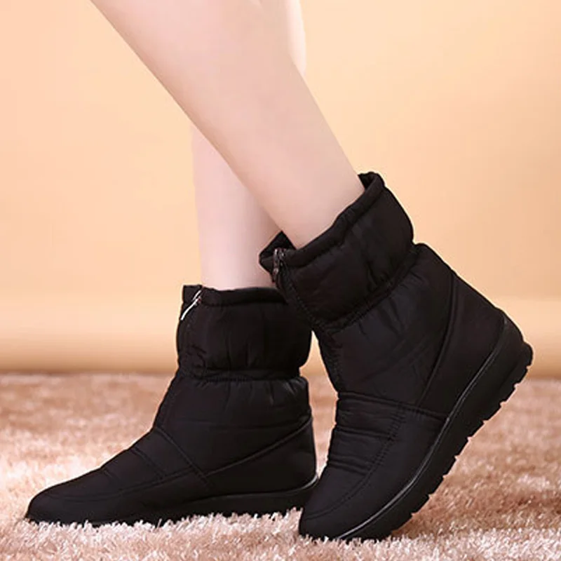 Г., новые женские ботинки водонепроницаемые женские туфли плюшевые теплые зимние ботинки женские ботинки - Цвет: black3