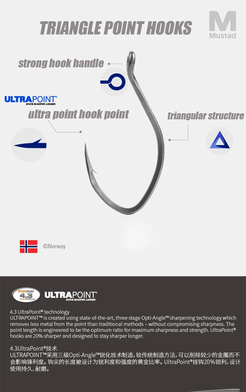 Новый норвежский оригинальный рыболовный крючок Mustad супермощный ультракрепкий