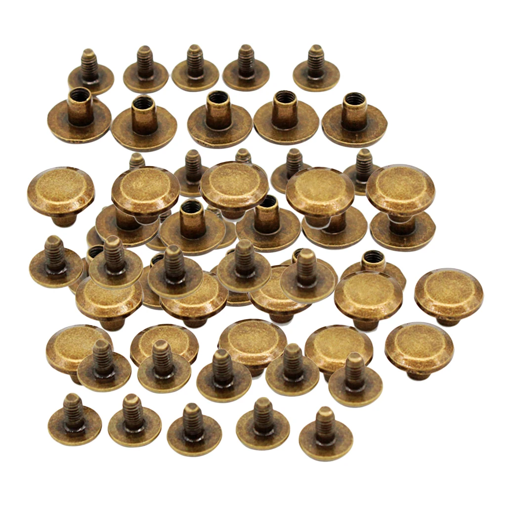 30 Sets Binding Chicago Screws Nail Rivets Studs For DIY Art Crafts 10x5mm