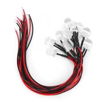 

50Pcs Diode Wired Luminous Round Head Highlight Straight Plug LED Beads 12V 10mm high power led