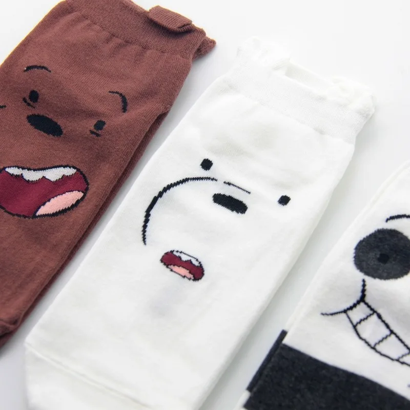 Женские короткие носки с рисунками из аниме «Мы Голые Медведи», «панда гризли», «Ледяной Медведь», модные повседневные носки из дышащей ткани, хлопковые Забавные милые носки Skarpetki