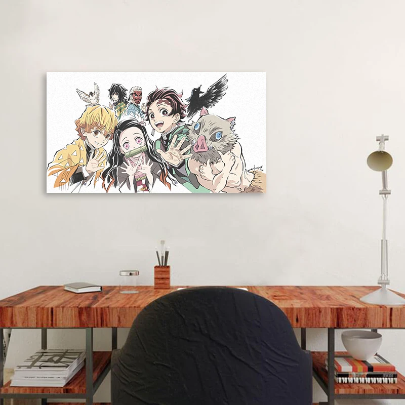 Tanjiro nezuko zenitsu inosuke demon slayer poster quadro de madeira lona  parede arte decoração cópias dormitório emoldurado decoração pintura -  AliExpress