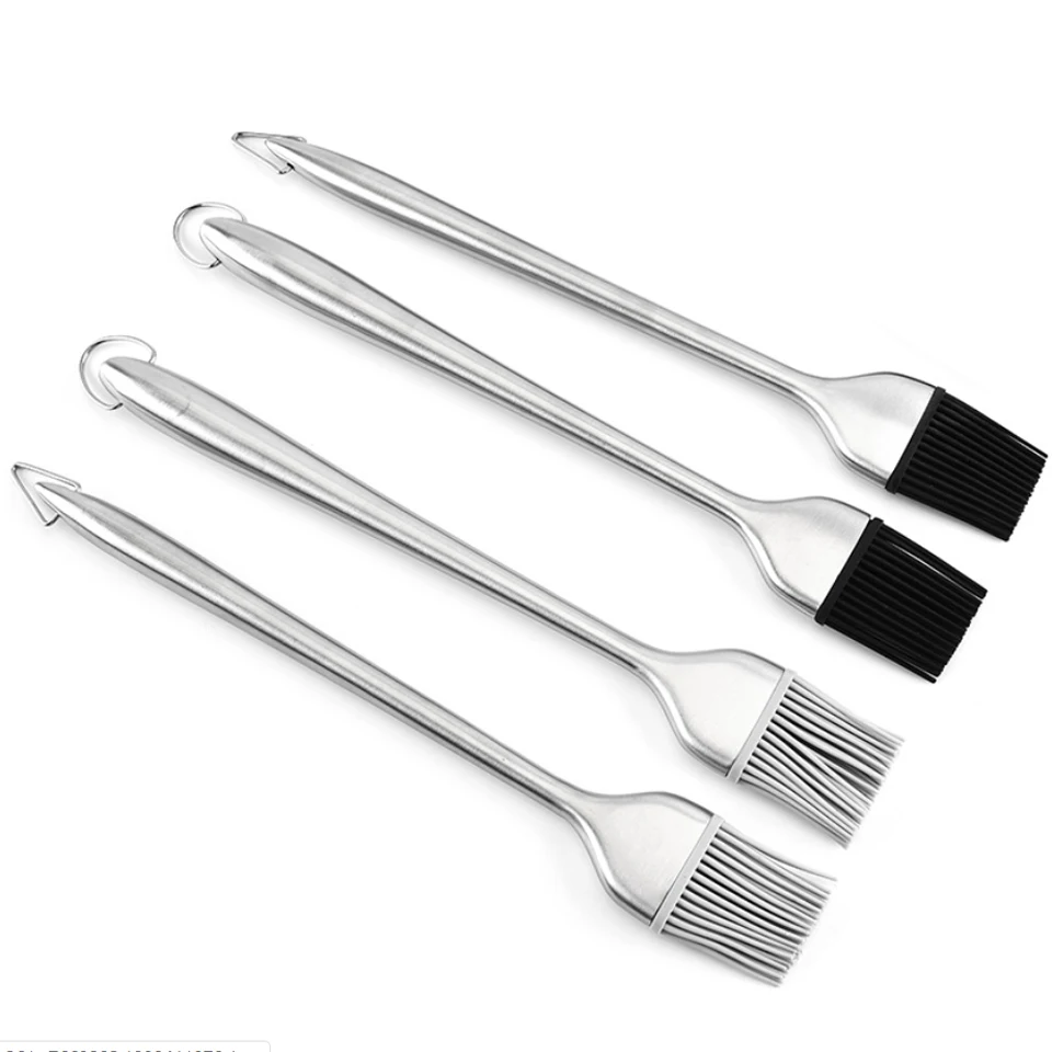 Barbecue Brush With Stainless Steel Hollow Handle Creative BBQ Oil Brush Barbecue Tool Silicone Sweeper