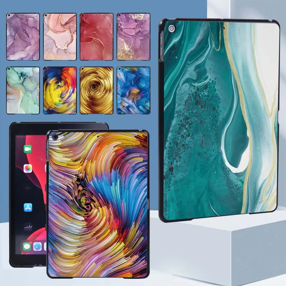 

For Apple IPad 2021 9th Generation 10.2 Inch Tablet Ultra-thin Drop Resistance Watercolor Pattern Back Shell Cover for IPad 9th