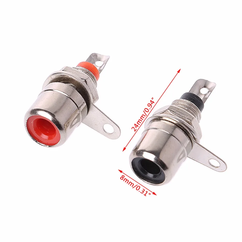 Nickel Plated RCA Phono Chassis Panel Mount Female Socket Adapter Red + Black 10 Pcs usb to type c adapter connector adapter cable adapter rf connector adapter audio jack adapter antenna cable adapter audio av adapter