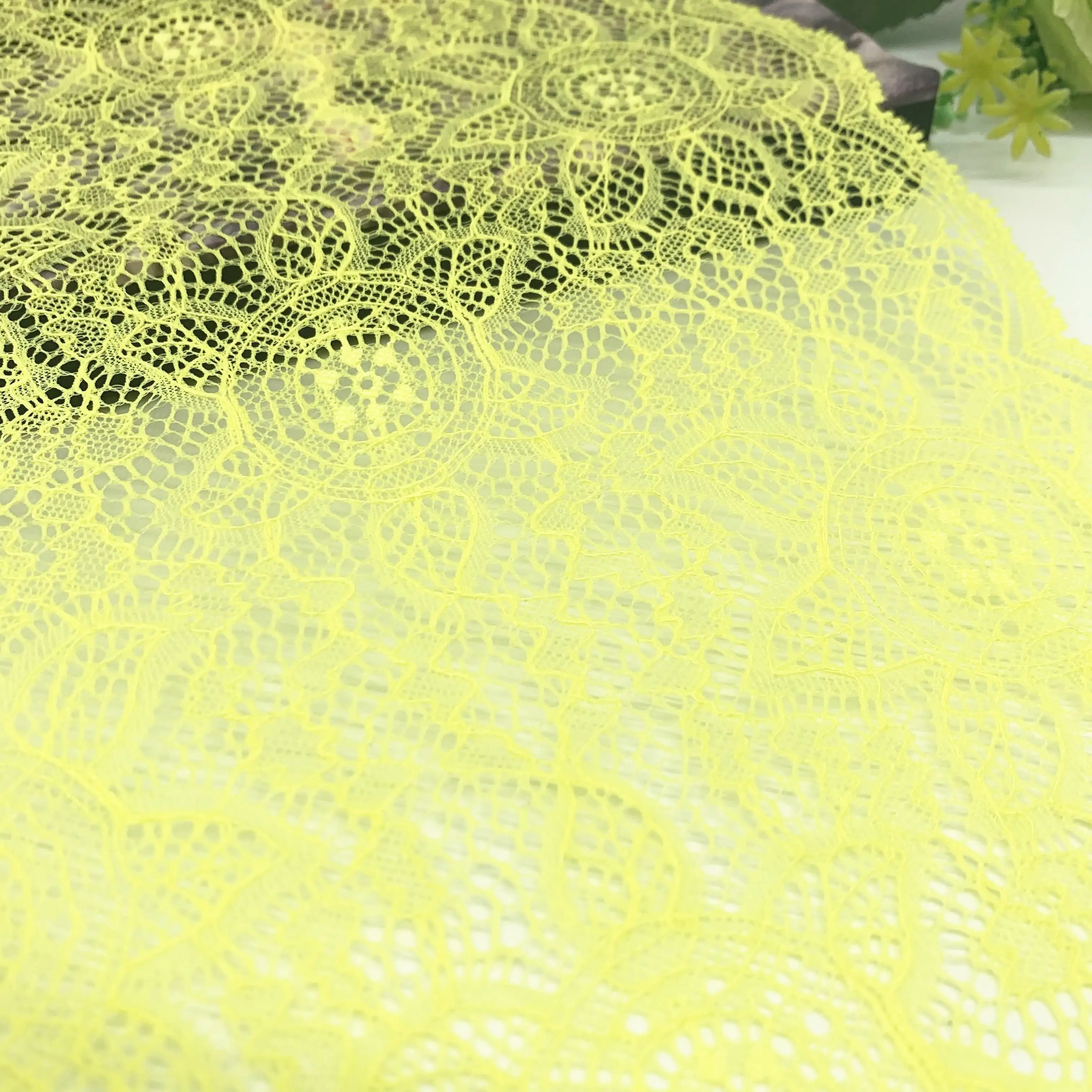 3M/lot 8 5/8 inch (22cm) Sunflower Yellow Elastic Stretch Lace trim