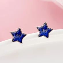 Серьги-гвоздики из стерлингового серебра 925 пробы с эмалью и звездами для женщин, свадебный подарок, женские серьги-гвоздики eh1283