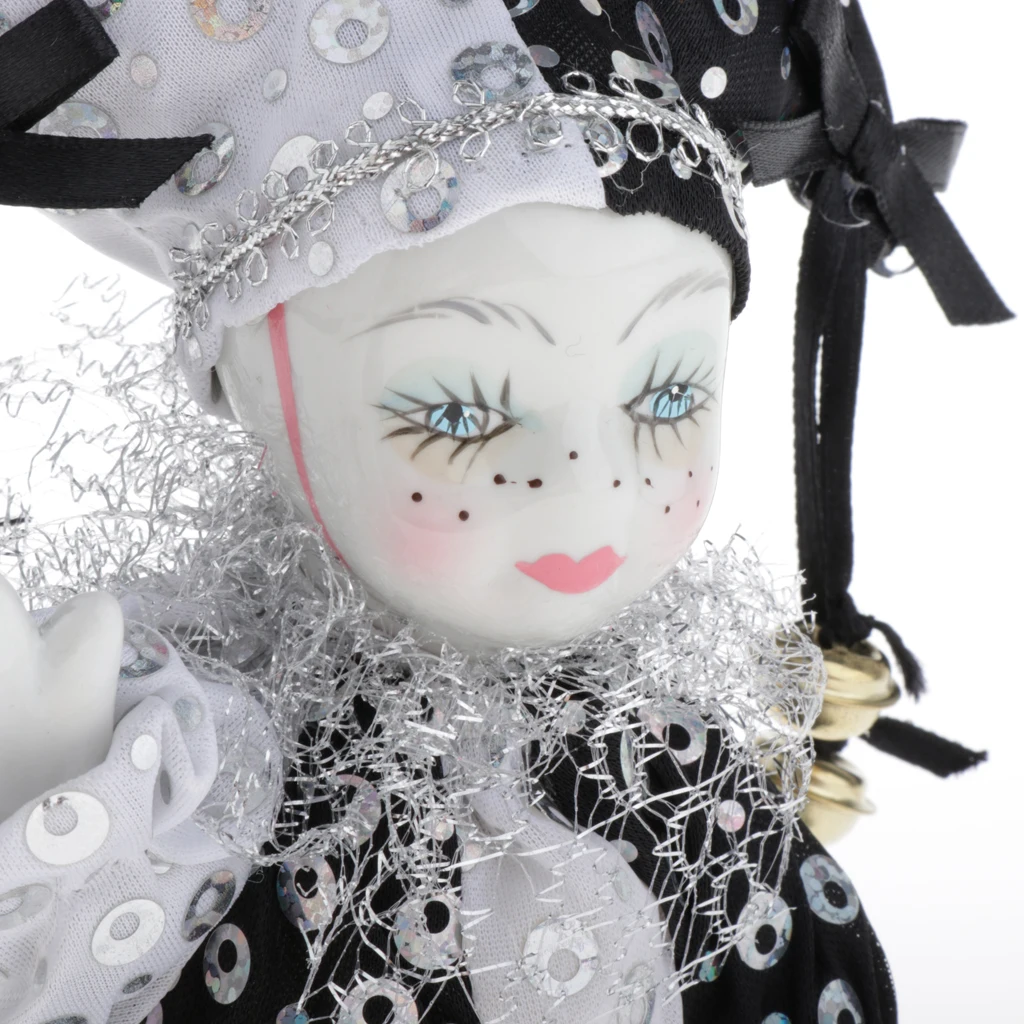 5 Inch Italian Doll Porcelain Clown Figures Artware Fit for Valentine Gift, for Home Office Desktop Decor Ornaments