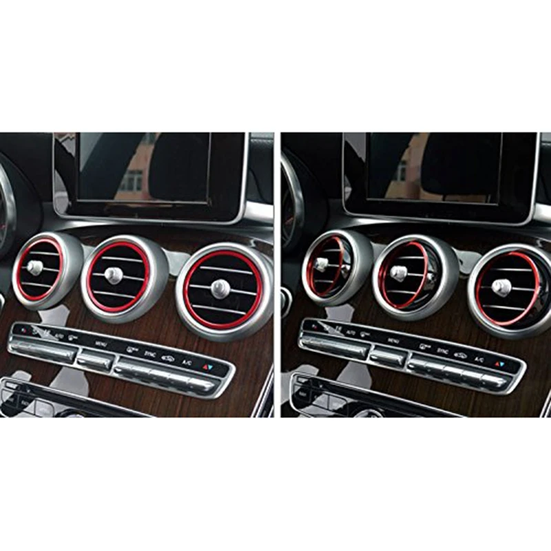 7Pc Sports Aluminum Air Conditioner Vent/Opening Inner Trim Decoration Covers for-Up Mercedes W205 C180 C250 C300 C350 C400