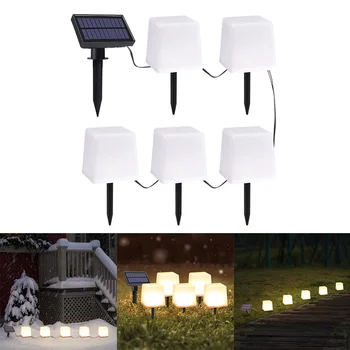 

Outdoor Decorative Ground Lamp For Garden Pathway Lawn Patio Solar LED Lawn Lamp One Drag Five Ice Brick Light String