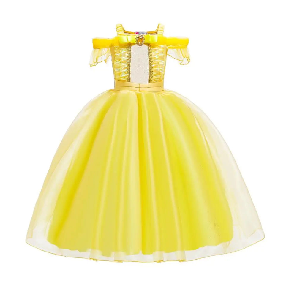 Dress Only Новинка! Детское платье принцессы Спящей красавицы Авроры платье Белль для костюмированной вечеринки для девочек Рождественские костюмы для детей, вечерние фатиновые платья для девочек - Цвет: Dress Only