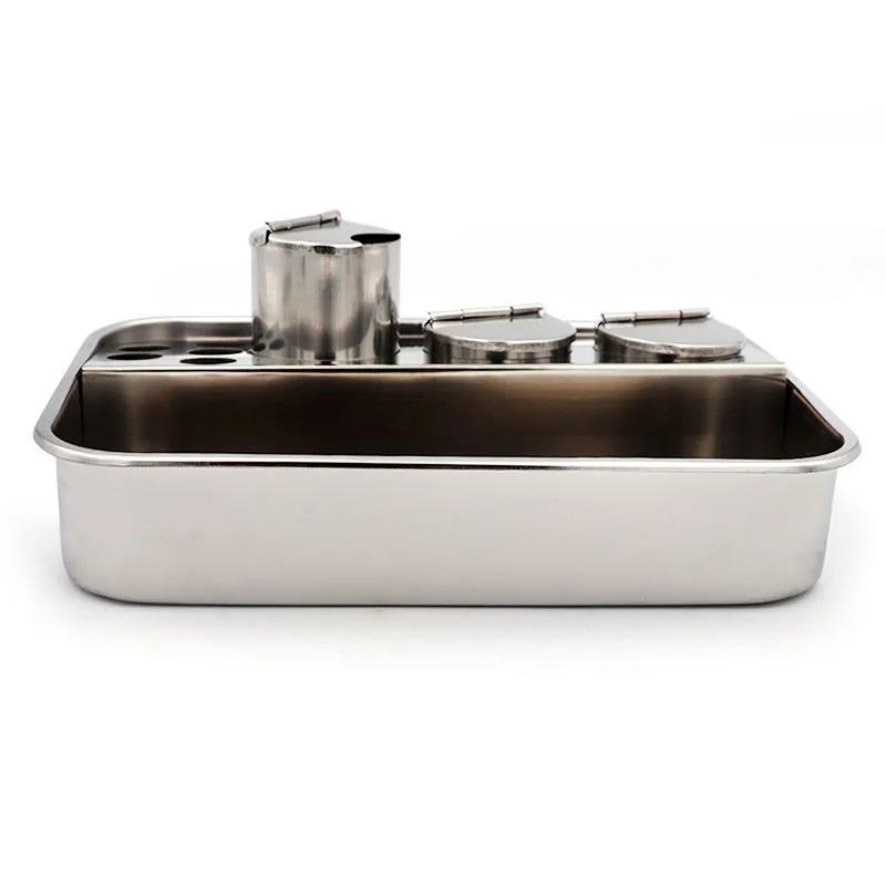 1set Stainless Steel 3 Bottles Dental Surgical Storage Box Dressing Plate Instruments Holder
