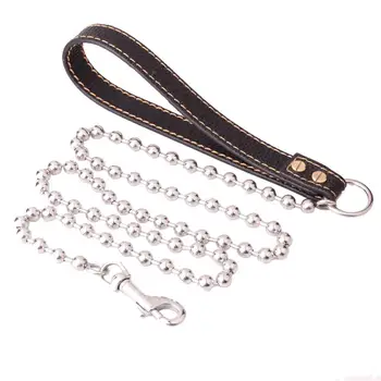 

Pet Leash Dog Chain Safety Rope Walk the Dog High Quality Stainless Steel Link Coriaceous Handle Wholesale Retail Pet Supplies