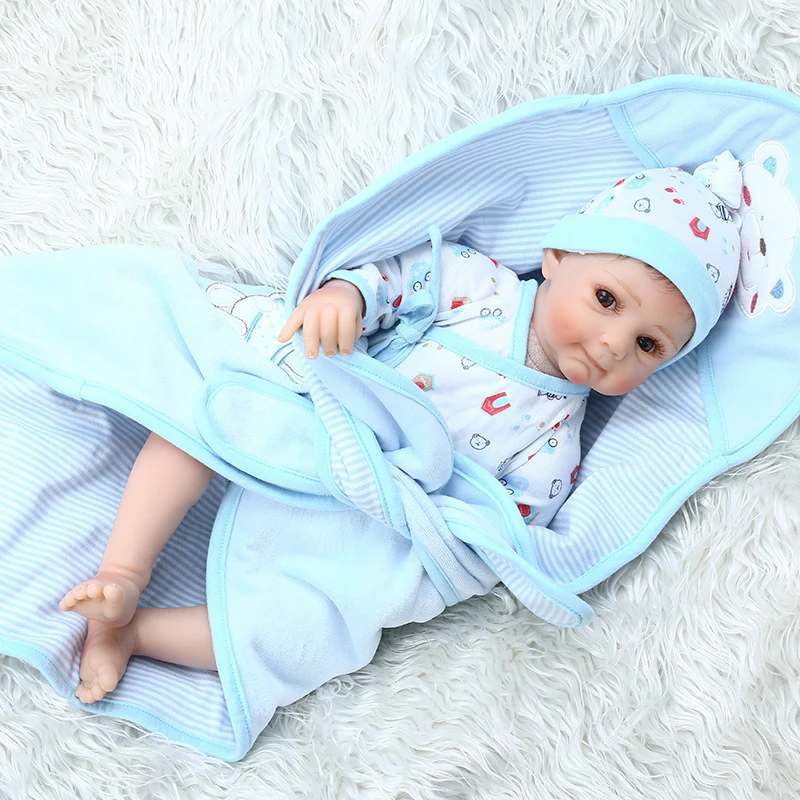 49 см очень милая кукла-младенец, мальчик в синем платье с одеялом для новорожденного мальчика мягкое касание утяжеленная Мягкая кукла для тела