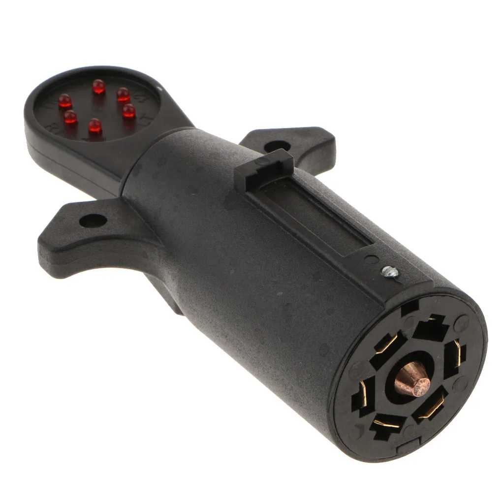 

7 Way Round RV Boat Trailer Light Blade Connector End Adapter Plug