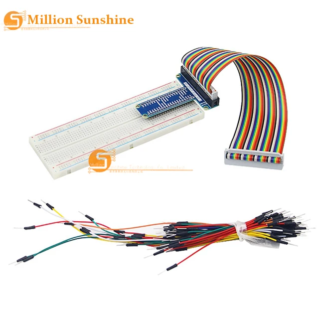 Удлинительная плата Raspberry Pi 3 GPIO + MB 102 макетная 830 точек 40 Pin кабель 65 шт.