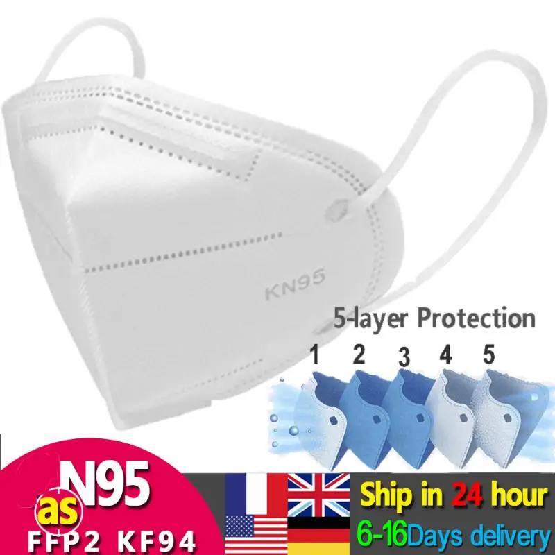 

5/10/20pcs KN95 Mask Anti Fog 6-layer 95% Filtration N95 Mask Anti PM2.5 Non-woven For Adult Unisex Feature As Kf94 Ffp3