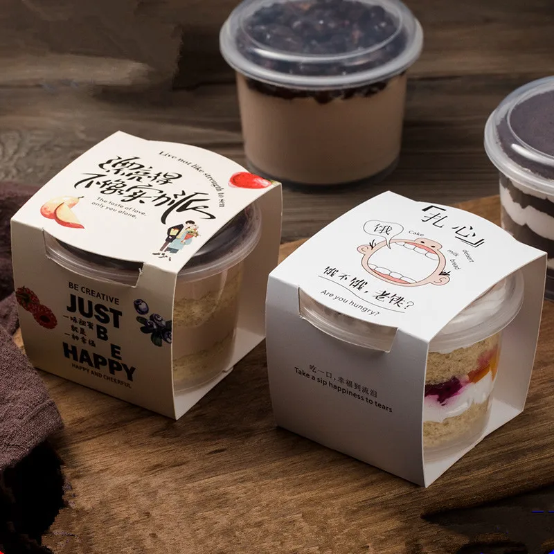 

50pcs High quality fruit yogurt pudding ice cream cup 200ml small round transparent plastic cups with covers baking package