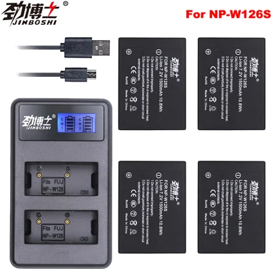 4X B and Charger 5 шт. NP-W126S NP W126S Батарея пакеты+ ЖК-дисплей USB Зарядное устройство для ЖК-дисплея с подсветкой Fujifilm Fuji NPW126S XT3 XA5 XT20 XT2 XH1 XT10 XE3 X100F xpro2 - Цвет: 4X B and Charger