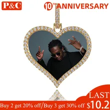 Custom Made Photo Love Medallions Pendant Necklace 4mm Tennis Chain Zircon Men's Hip hop Jewelry