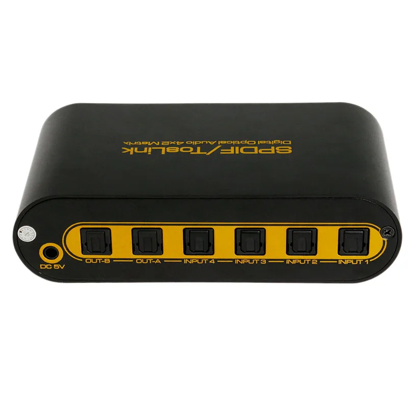 

Digital Optical Audio Matrix 4X2 Switch 4 in 2 Out Video Splitter Converter with Remote Control