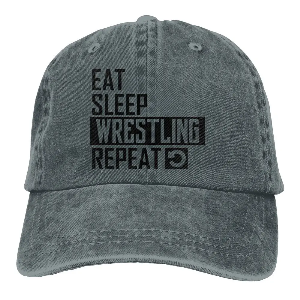 Eat Sleep Wrestling Repeat джинсовая шапка Регулируемая Мужская простая бейсболка