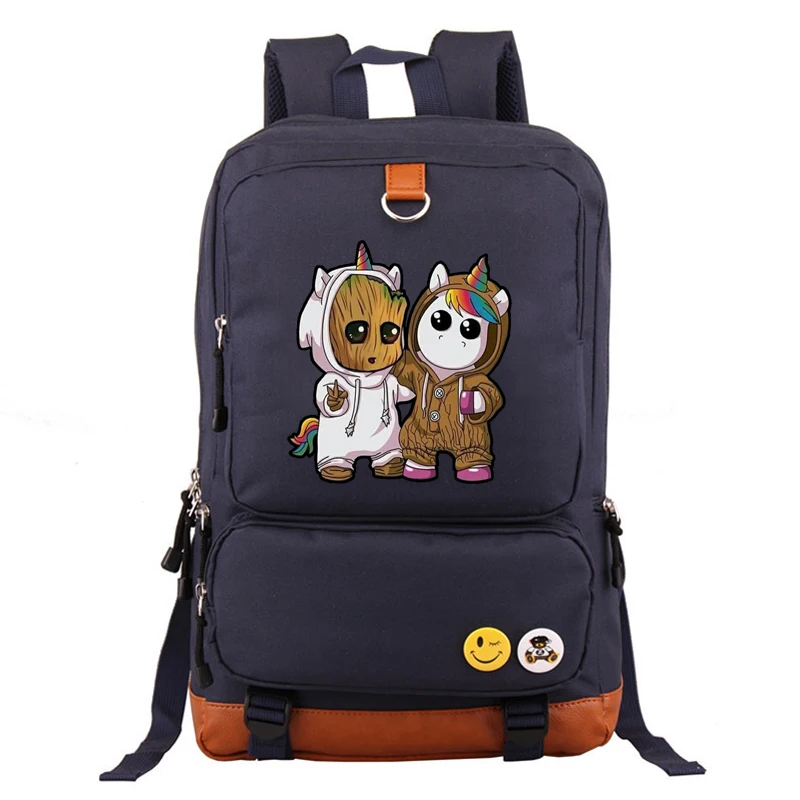 

Groot-Unicorn Cartoon Backpack Bags for Teenagers Canvas Travel Shoulder Bag Laptop Students Backpack