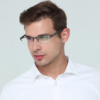 

2020 New Metal Frame Reading Glasses Men Half-frame Business Eyewear Double-light Presbyopic Eyewear Anti Blue Light Glasses