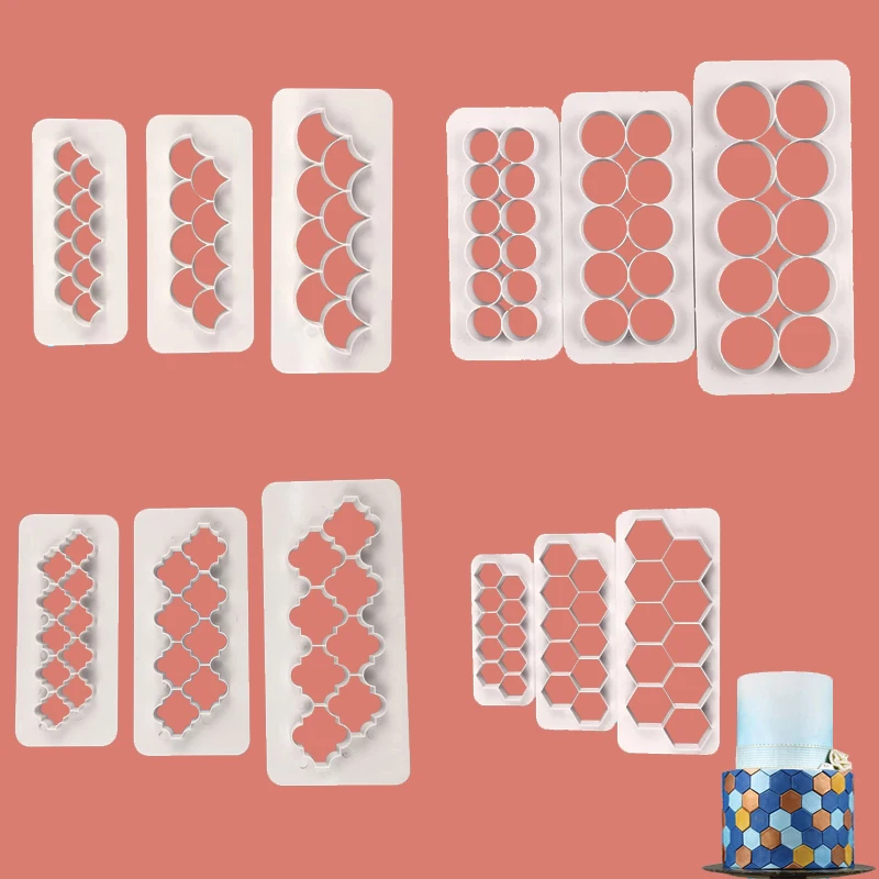 

3pcs Plastic Cutting Molds Hexagon/Round/Square/Fish Scales Geometric Shape Clay Cutter Designer Diy Earring Pottery Tools