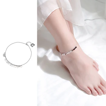 

Mocanie Classic 925 Sterling Silver Tassel Ovals Sequins Link Chain Anklet for Women Simple Geometric Anklet Fine Jewelry Gift