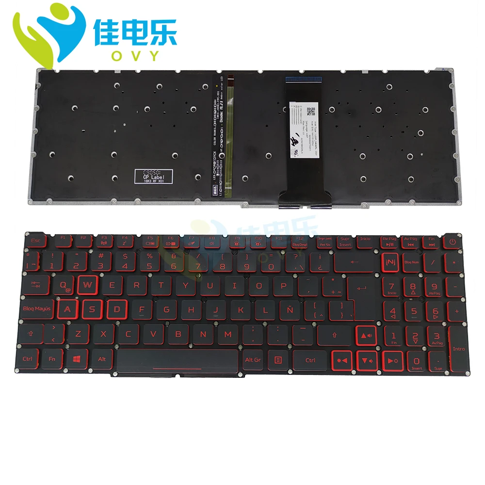 Retroilluminazione Per Tastiere Per Pc Notebook Latino Spagnolo Per Acer Nitro 5 An515-44 An515-54-71Ft An515-55 An517-51-550 An517-52 Lg5P-N90Brl