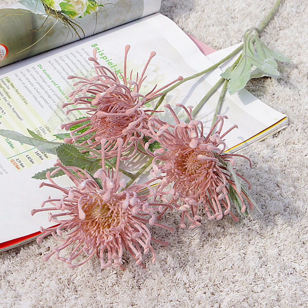 

Single Branch 3 Fork Fog Planting Wind Wheel Pin Cushion Flower Artificial Flower Home Decoration Display Flower Wedding Decor