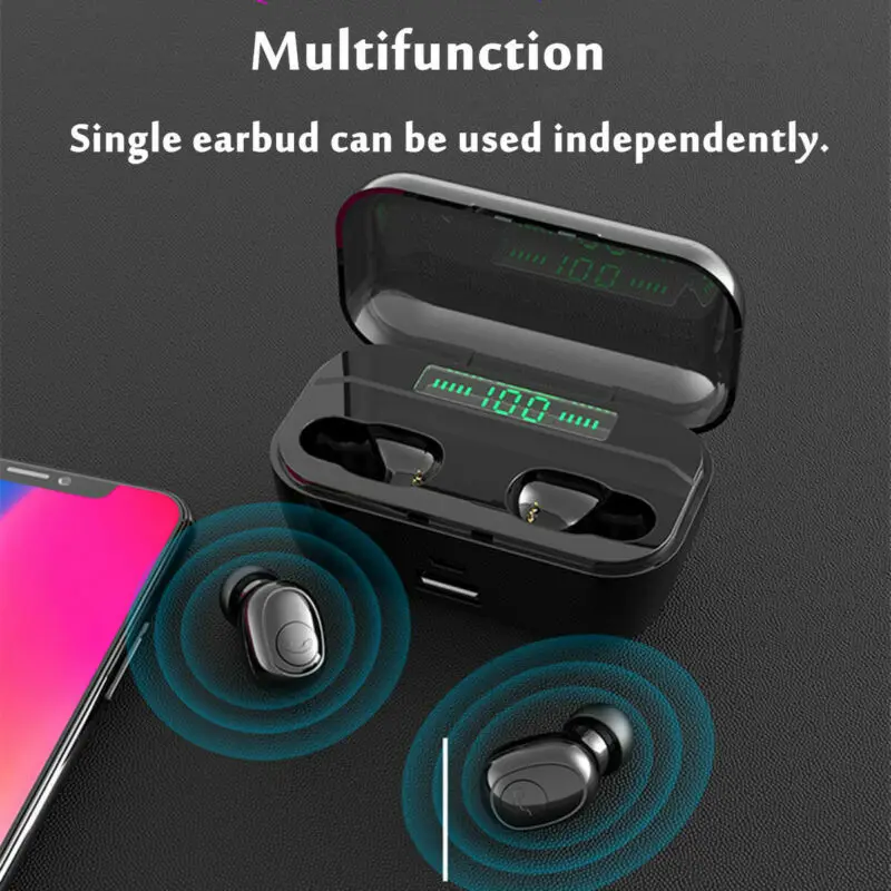 3500 мАч ЖК-TWS беспроводные наушники Bluetooth 8D стерео HiFi спортивные наушники гарнитура с беспроводной зарядкой высокое качество