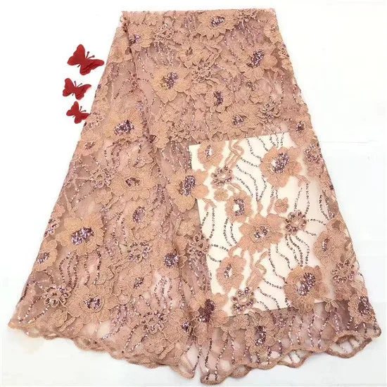 

African sequins lace fabric 2019 high quality lace material lilac french lace fabric nigerian tulle mesh lace fabrics