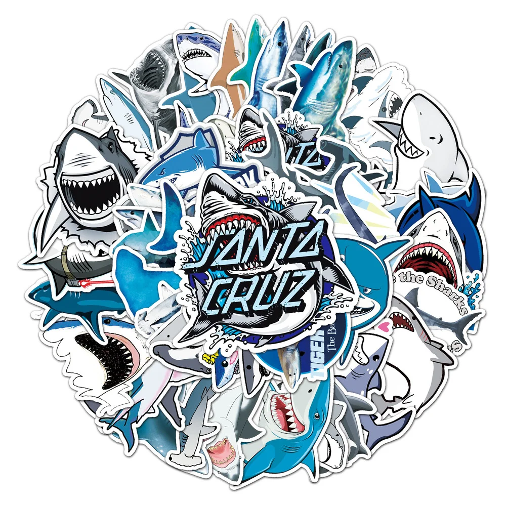 Cartoon Stickers Decorative Stickers Anime Stickers Kawaii Stickers Cartoon Animal Stickers Sea Animal Stickers 50pcs Cartoon Anime Marine Organism Stickers Cute Shark Waterproof Decals for Laptop Suitcase Guitar