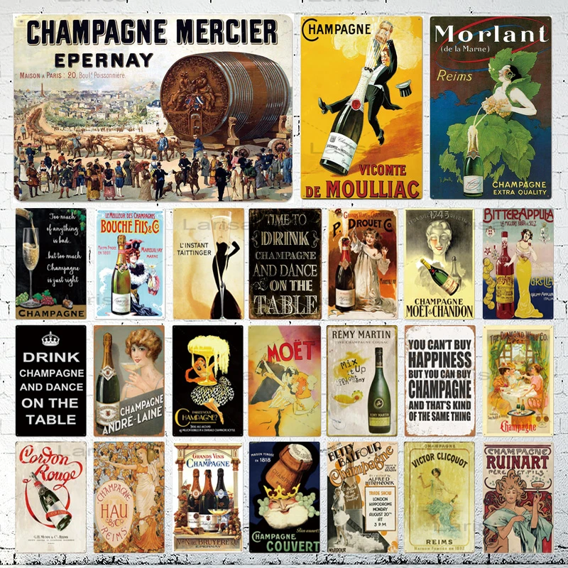 Beer Poster Vintage Metal Plaque Tin Signs Champagne Martini Cocktail Decorative Plate Pub Bar Home Wall Decor | Дом и сад