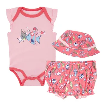 

Honeyzone 3Pcs/Set Baby Girls Clothes Cartoon Vetement Bebe Fille Cute Print Infant Girl Short Sleeve Bodysuit Baby Kleding