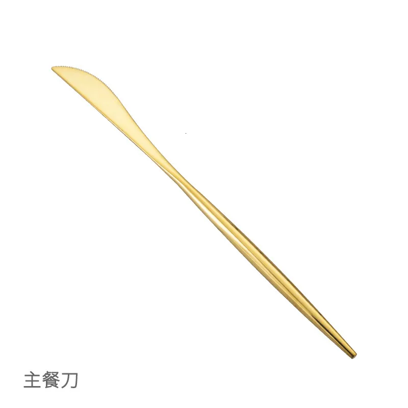Gold knife 304 набор столовых приборов из нержавеющей стали, столовые приборы, роскошная вилка, нож, ложка, десерт, столовая посуда, Западная еда, столовые приборы, кухонная посуда - Цвет: Gold knife