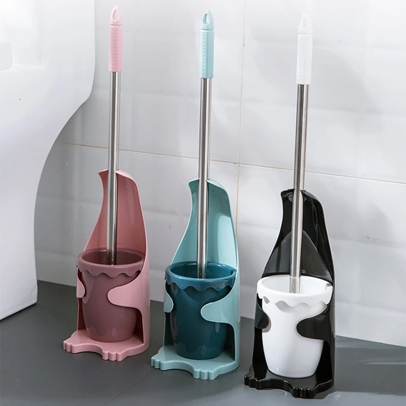 pingüino juego de soporte para cepillos baño con base cepillo de limpieza hogar cepillo baño con mango largo MJ709|Portaescobillas| - AliExpress