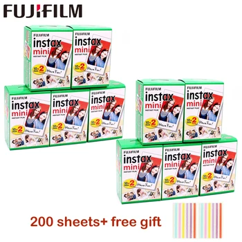 Fujifilm-papel fotográfico para cámara instantánea, película de borde blanco de 3 pulgadas de ancho para Fuji instax mini 8 9 7s 25 50s 90, 10-200 hojas