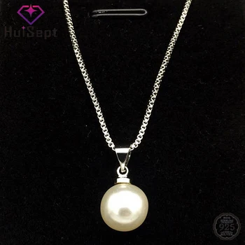 

HuiSept Trendy Silver 925 Pearl Pendant Necklace Jewelry for Women Wedding Engagement Party Gift Ornament Wholesale Dropshipping