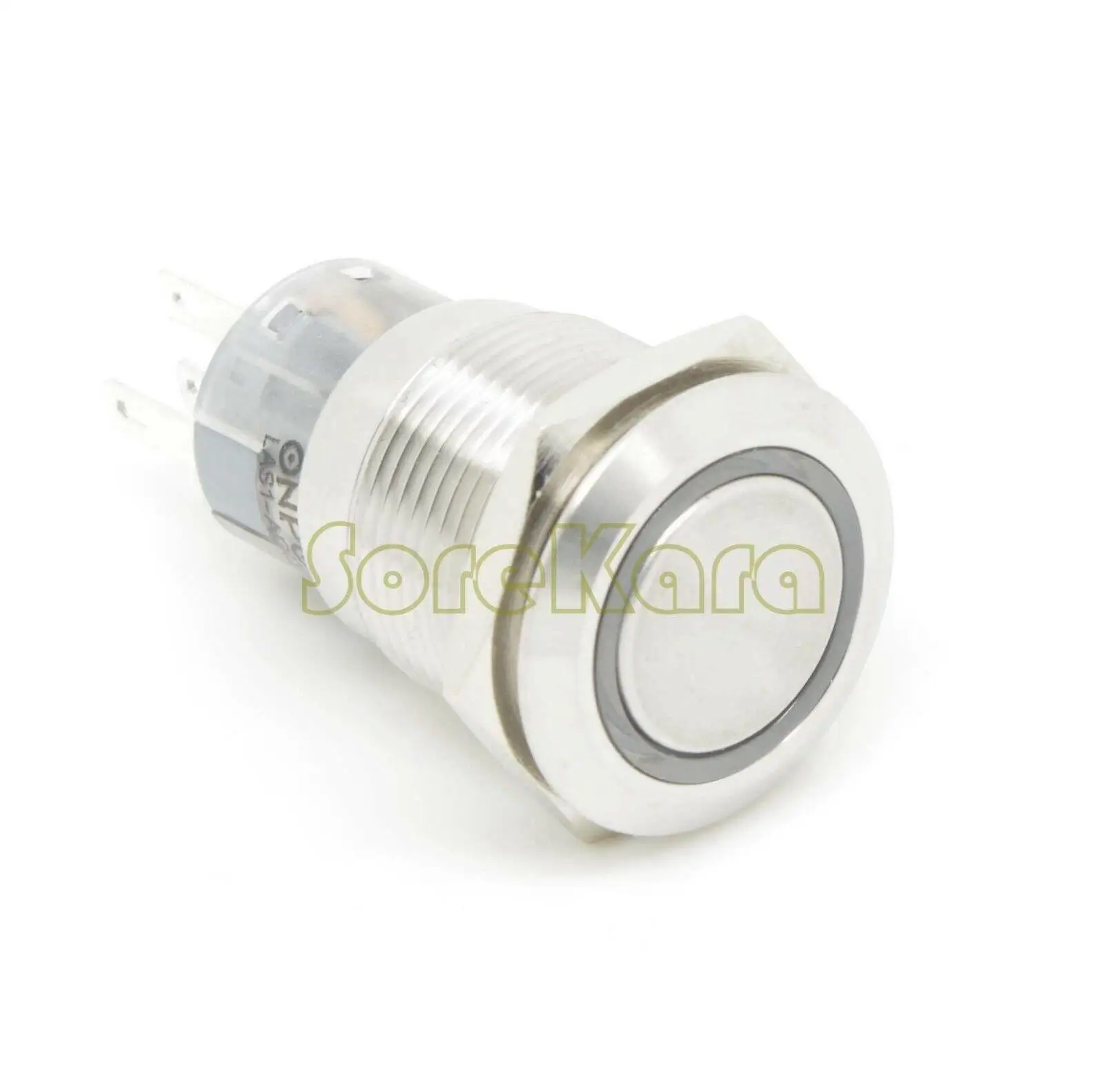 

19mm Stainless 6V/12V/24V/110V/220V Colorful Ring LED Light Momentary/Latching 1NO 1NC/2NO 2NC Pushbutton Switch Pin For Auto