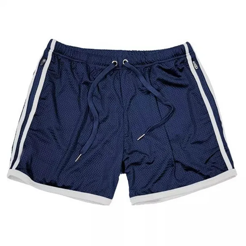 GYMLOCKER мужские шорты для фитнеса SweatpantsZip Карманный Бодибилдинг тренировки бегунов быстросохнущие мужские трусы из сетки - Цвет: Navy