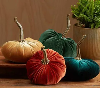 

Thanksgiving Day Simulation Handmade Velvet Pumpkins Decor Super Soft Stuffed Pumpkin With Exquisite Halloween Autumn Decoration