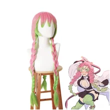 Perruque à tresses longues Demon Slayer Kimetsu no Yaiba Kanroji Mitsuri, perruque synthétique rose résistante à la chaleur pour femmes, 2021 