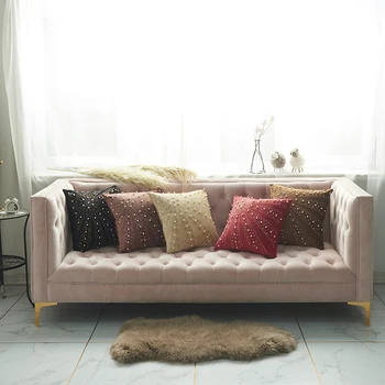 

Luxury Cushion Cover Velvet Bling Diamond Home Decorative Pillow Cover for Home Sofa Red Black 45x45cm