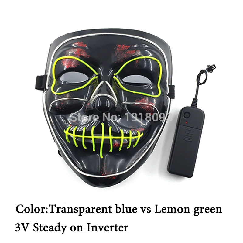 Дизайн, светящаяся светодиодный маска, страшная маска на Хэллоуин, светодиодный, светящаяся, страшная EL Wire маска, светящаяся, праздничный, карнавальный костюм