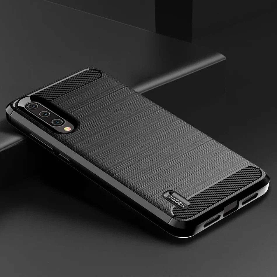 Whyes Мягкий силиконовый чехол для Xiaomi Mi A3 Lite из углеродного волокна противоударный чехол из ТПУ для Xiaomi Mi A3 - Цвет: Черный