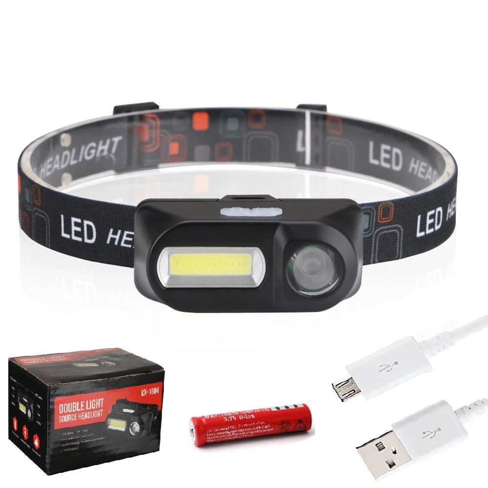 

Mini COB LED Headlight Headlamp Head Lamp Flashlight USB Rechargeable 18650 Torch Camping Hiking Night Fishing Light headlamp